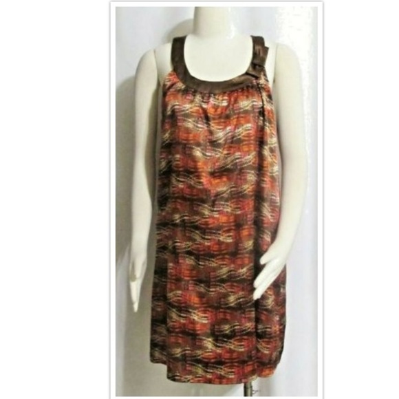 NEW BCBGMAXAZRIA Brown Abstract Silky Dress 10 - Picture 1 of 5